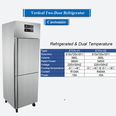 Prix directe d'usine congélateur réfrigérateur commercial réfrigéré et congélateur vertical à double température pour le ménage