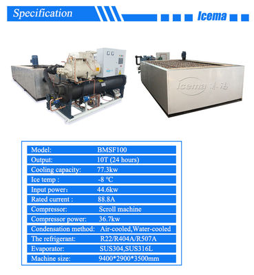 Machine de fabrication de blocs de glace commerciale de 10 tonnes