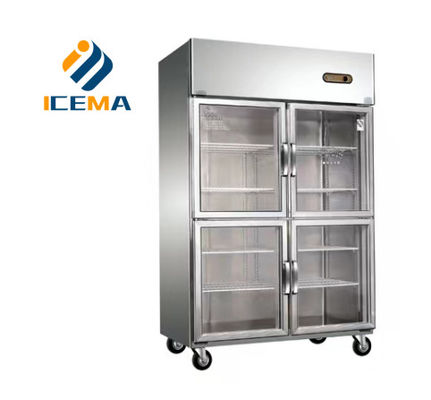 780L équipement de cuisine professionnel réfrigérateur vertical congélateur de marque congélateur commercial quatre portes congélateur d'affichage