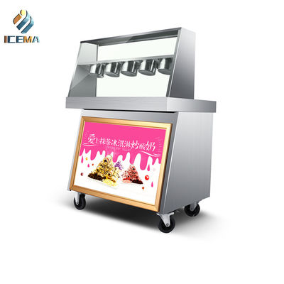 Doubles casseroles de machine commerciale de Fried Ice Cream Roll Maker