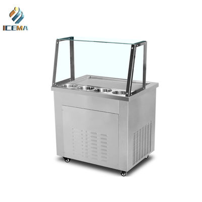 Doubles casseroles de machine commerciale de Fried Ice Cream Roll Maker
