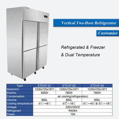 Cuisine commerciale de portes du congélateur 360L 4 de réfrigérateur de réfrigérateur d'acier inoxydable