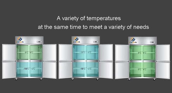 -18~-0 & 0~8 degré 4 portes Commercial Freezer vertical 1230 mm Longueur 680 mm Largeur 1970 mm Hauteur