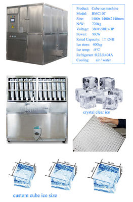 22*22*22mm Cube de glace de taille machine à glaçons industriels avec système de contrôle micro-ordinateur