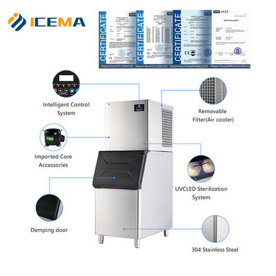 Capacité de stockage de glace de 250 kg Machine à glace à cube commerciale pour refroidissement à domicile